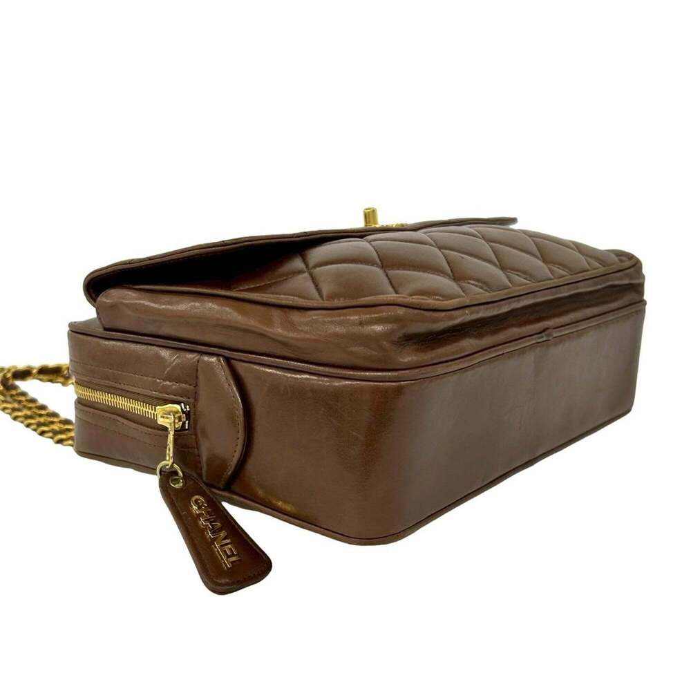 CHANEL Matelassé Coco Mark Lambskin Shoulder Bag Tote Brown 196-1 - Picture 7 of 10